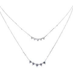 SPECIAL!.27ct G SI 14K White Gold Diamond & Blue Sapphire Gemstone Pendant Necklace 16+2" Long