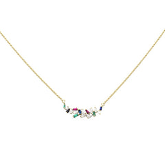 SPECIAL! .66ct G SI 14K Yellow Gold Diamond & Multi Color Pendant Necklace 18"Long