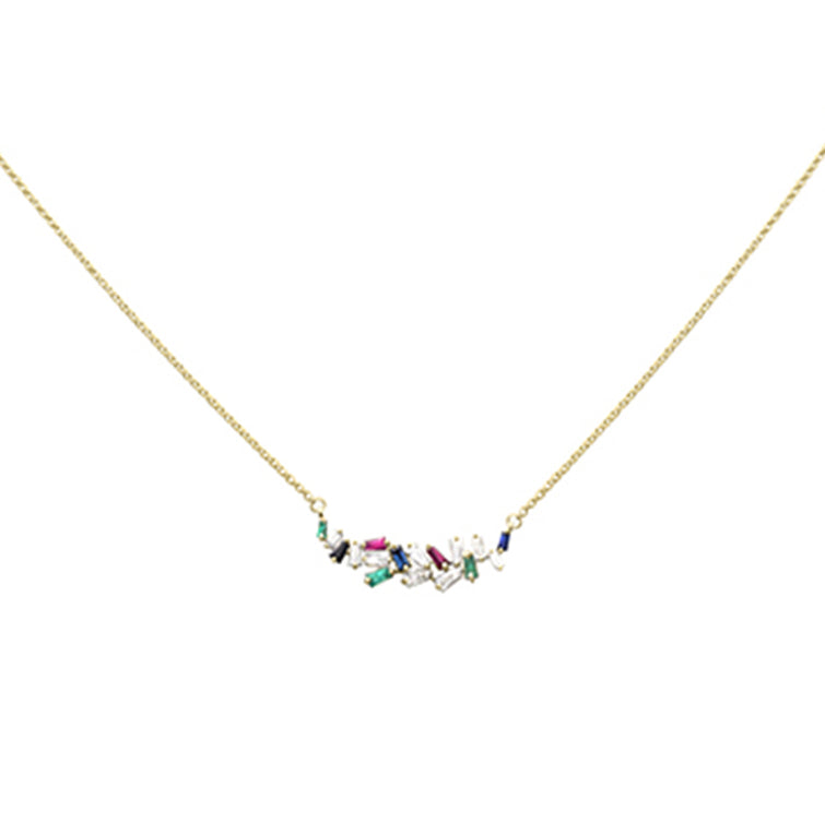 SPECIAL! .66ct G SI 14K Yellow Gold Diamond & Multi Color Pendant Necklace 18"Long