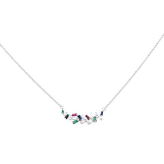 SPECIAL! .66ct G SI 14K White Gold Diamond & Multi Color Gemstone Pendant Necklace 18" Long