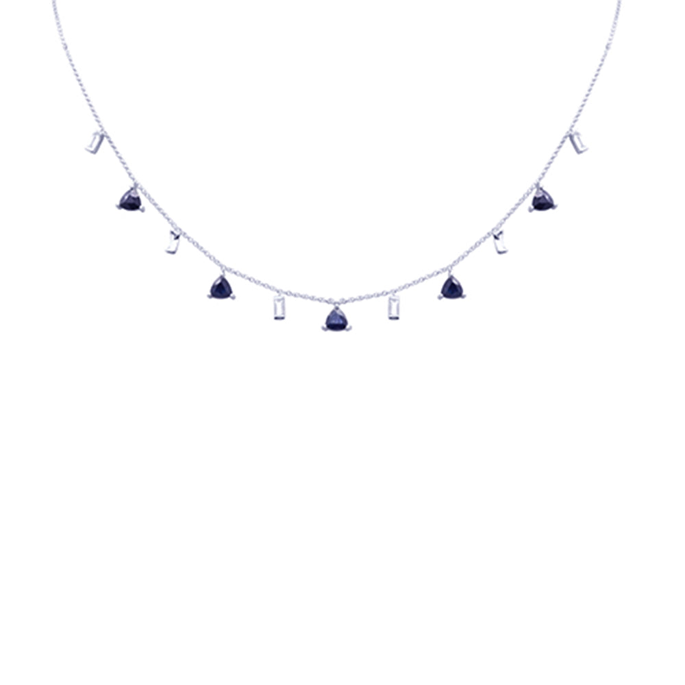 GEMSTONE CLOSEOUT!  3.17ct G SI 14K White Gold Diamond & Blue Sapphire Pendant Necklace 16 + 2" Ext