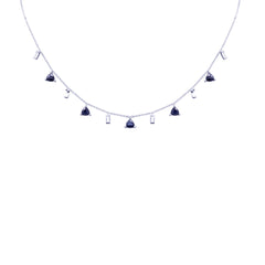 GEMSTONE CLOSEOUT!  3.17ct G SI 14K White Gold Diamond & Blue Sapphire Pendant Necklace 16 + 2" Ext