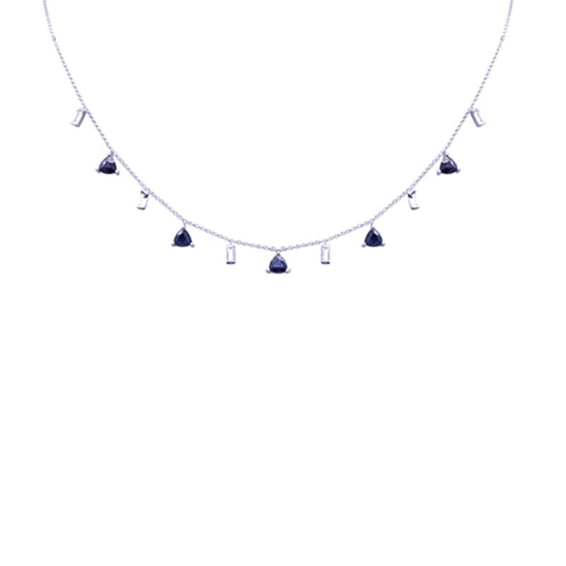 GEMSTONE CLOSEOUT!  3.17ct G SI 14K White Gold Diamond & Blue Sapphire Pendant Necklace 16 + 2" Ext