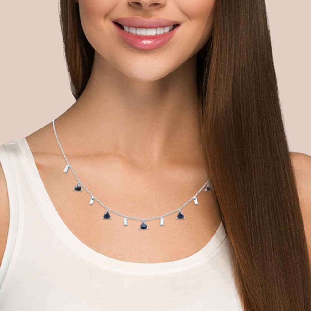GEMSTONE CLOSEOUT!  3.17ct G SI 14K White Gold Diamond & Blue Sapphire Pendant Necklace 16 + 2" Ext