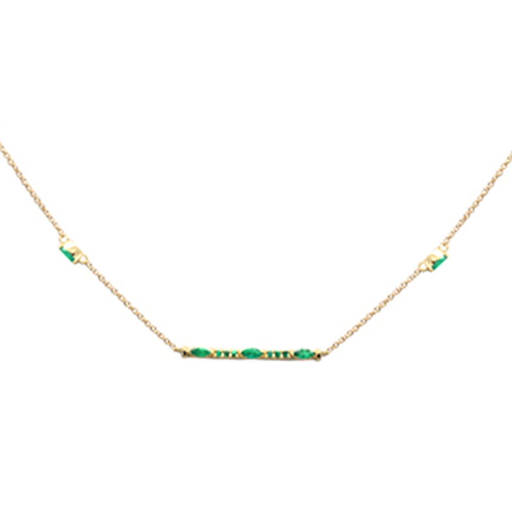 SPECIAL! .58ct G SI 14K Yellow Gold Green Emerald Gemstone Pendant Necklace 16 + 2" Ext