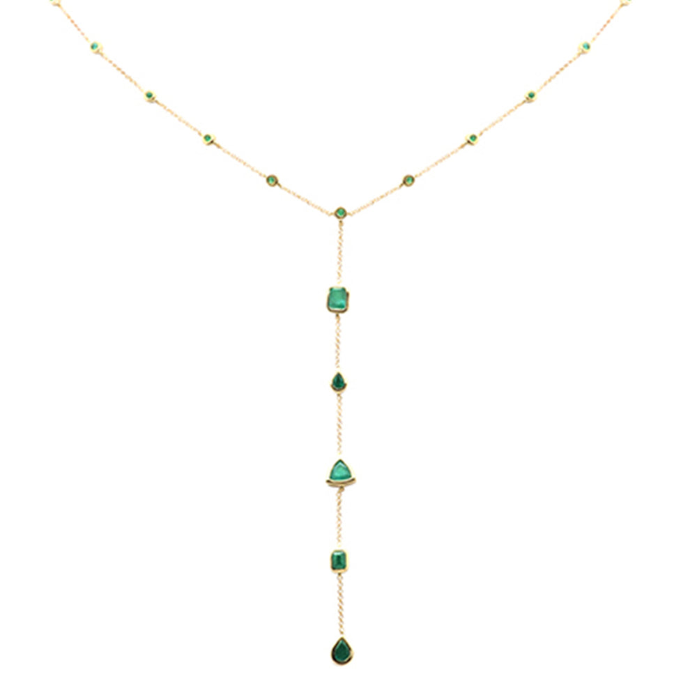 SPECIAL!1.69ct G SI 14K Yellow Gold Emerald Lariat Necklace 16 + 2" Ext