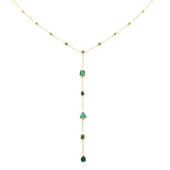 SPECIAL!1.69ct G SI 14K Yellow Gold Emerald Lariat Necklace 16 + 2" Ext