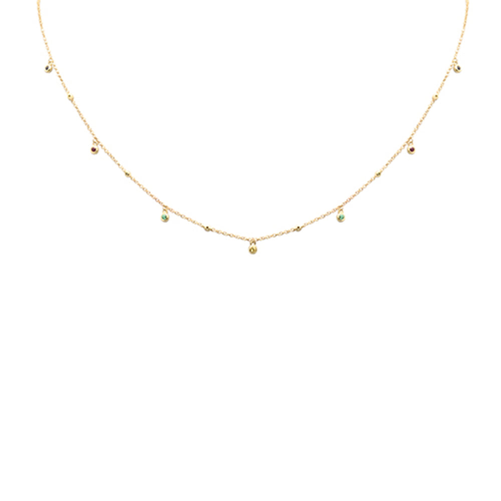 SPECIAL! .17ct G SI 14K Yellow Gold Multi Color Gemstone Necklace 18" Long