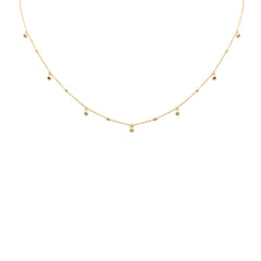 SPECIAL! .17ct G SI 14K Yellow Gold Multi Color Gemstone Necklace 18" Long