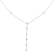 SPECIAL! .71ct G SI 14K White Gold Aquamarine Gemstone Lariat Necklace 16 + 2" Ext