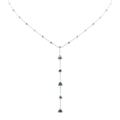 SPECIAL! 1.43ct G SI 14K White Gold Blue Sapphire Lariat Necklace 16 + 2" Ext