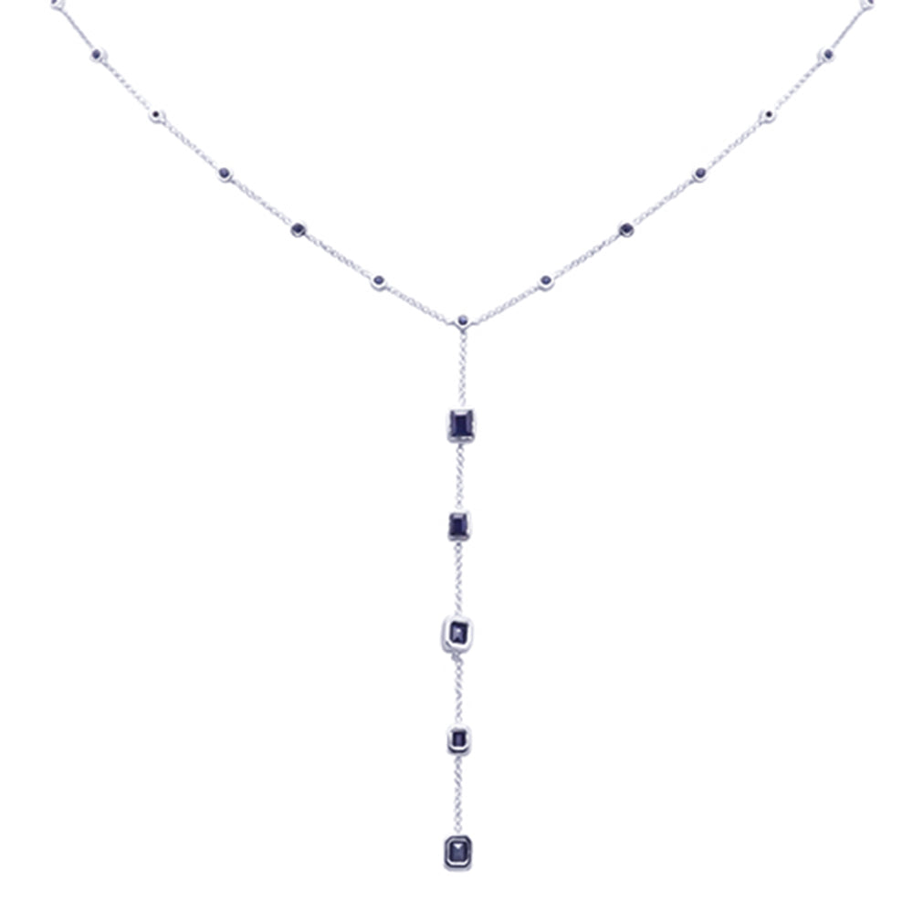 SPECIAL! 2.74ct G SI 14K White Gold Blue Sapphire Lariat Necklace 16 + 2" Ext