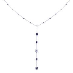 SPECIAL! 2.74ct G SI 14K White Gold Blue Sapphire Lariat Necklace 16 + 2" Ext