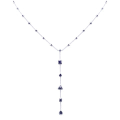 SPECIAL! 2.53ct G SI 14K White Gold Blue Sapphire Lariat Necklace 16 + 2" Ext