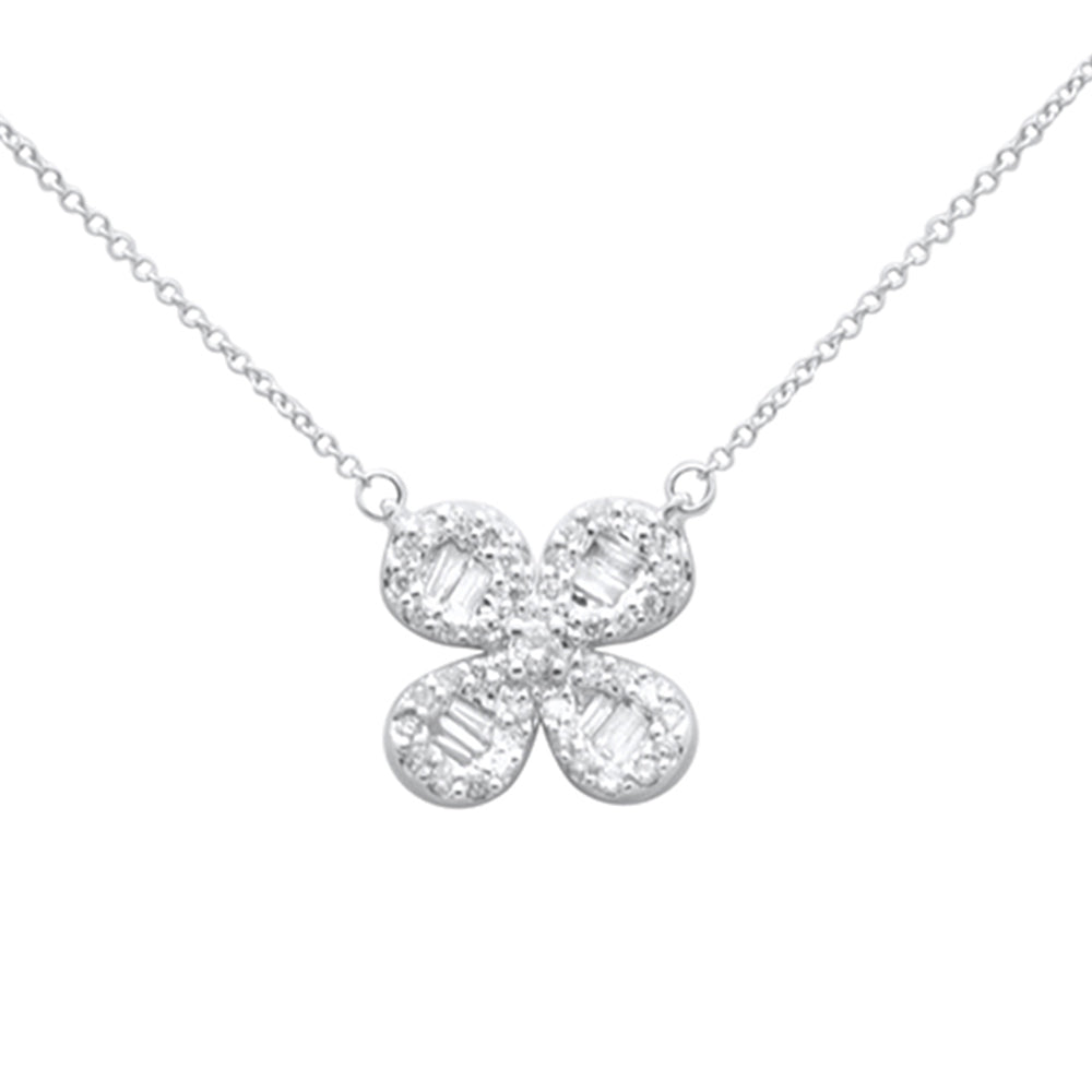SPECIAL! .54ct G SI 14K White Gold Diamond Flower Pendant Necklace 16 + 2" Ext