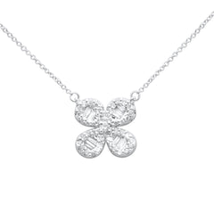 SPECIAL! .54ct G SI 14K White Gold Diamond Flower Pendant Necklace 16 + 2" Ext