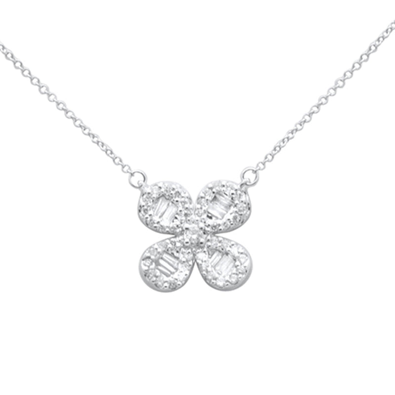 SPECIAL! .54ct G SI 14K White Gold Diamond Flower Pendant Necklace 16 + 2" Ext