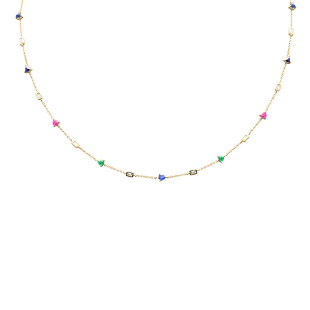 SPECIAL! 1.58ct G SI 14K Yellow Gold Diamond & Multi Color Necklace 16 + 2" Ext