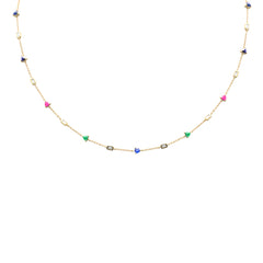SPECIAL! 1.58ct G SI 14K Yellow Gold Diamond & Multi Color Necklace 16 + 2" Ext