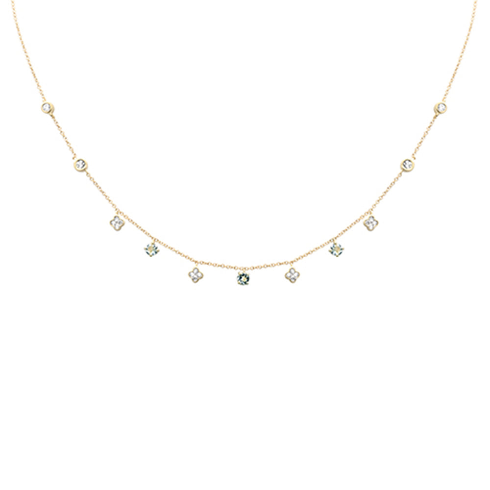 SPECIAL!.60ct G SI 14K Yellow Gold Diamond & Aquamarine Pendant Necklace 16 + 2" Ext