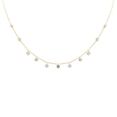 SPECIAL!.60ct G SI 14K Yellow Gold Diamond & Aquamarine Pendant Necklace 16 + 2" Ext