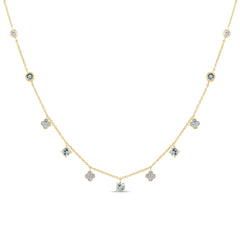 SPECIAL!.60ct G SI 14K Yellow Gold Diamond & Aquamarine Pendant Necklace 16 + 2" Ext