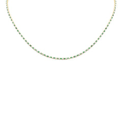 SPECIAL! 3.46ct G SI 14K Yellow Gold Diamond & Green Emerald Tennis Necklace 12+4" Ext