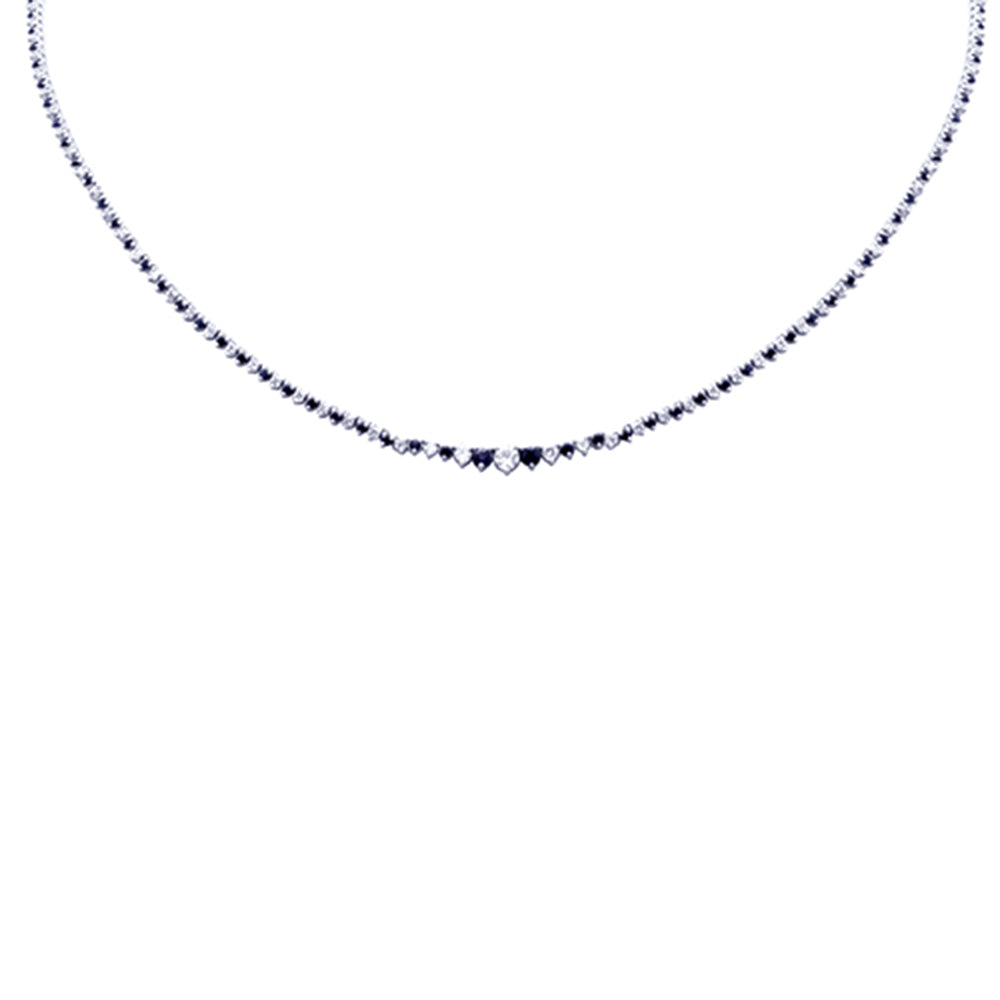 SPECIAL! 3.56ct G SI 14K White Gold Diamond & Blue Sapphire Graduated Tennis Necklace 16" Long