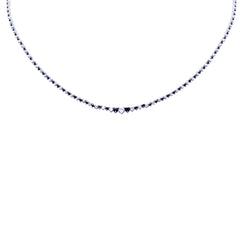 SPECIAL! 3.56ct G SI 14K White Gold Diamond & Blue Sapphire Graduated Tennis Necklace 16" Long