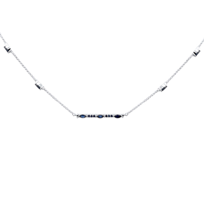 SPECIAL! 1.07ct G SI 14K White Gold Blue Sapphire Gemstone Pendant Necklace 16 + 2" Ext