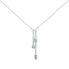 SPECIAL! .63ct G SI 14K White Gold Diamond & Aquamarine Gemstone Pendant Necklace 18" Long