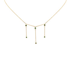 DIAMOND CLOSEOUT!  .16ct G SI 14K Yellow Gold Green Emerald Gemstone Dangling Necklace 16 + 2" Ext