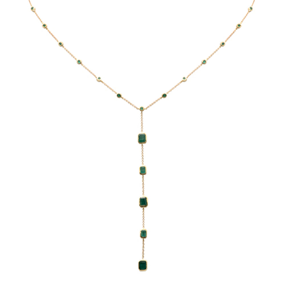 SPECIAL! 2.19ct G SI 14K Yellow Gold Emerald Gemstone Lariat Necklace 16 + 2" Ext