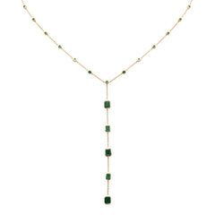 SPECIAL! 2.19ct G SI 14K Yellow Gold Emerald Gemstone Lariat Necklace 16 + 2" Ext