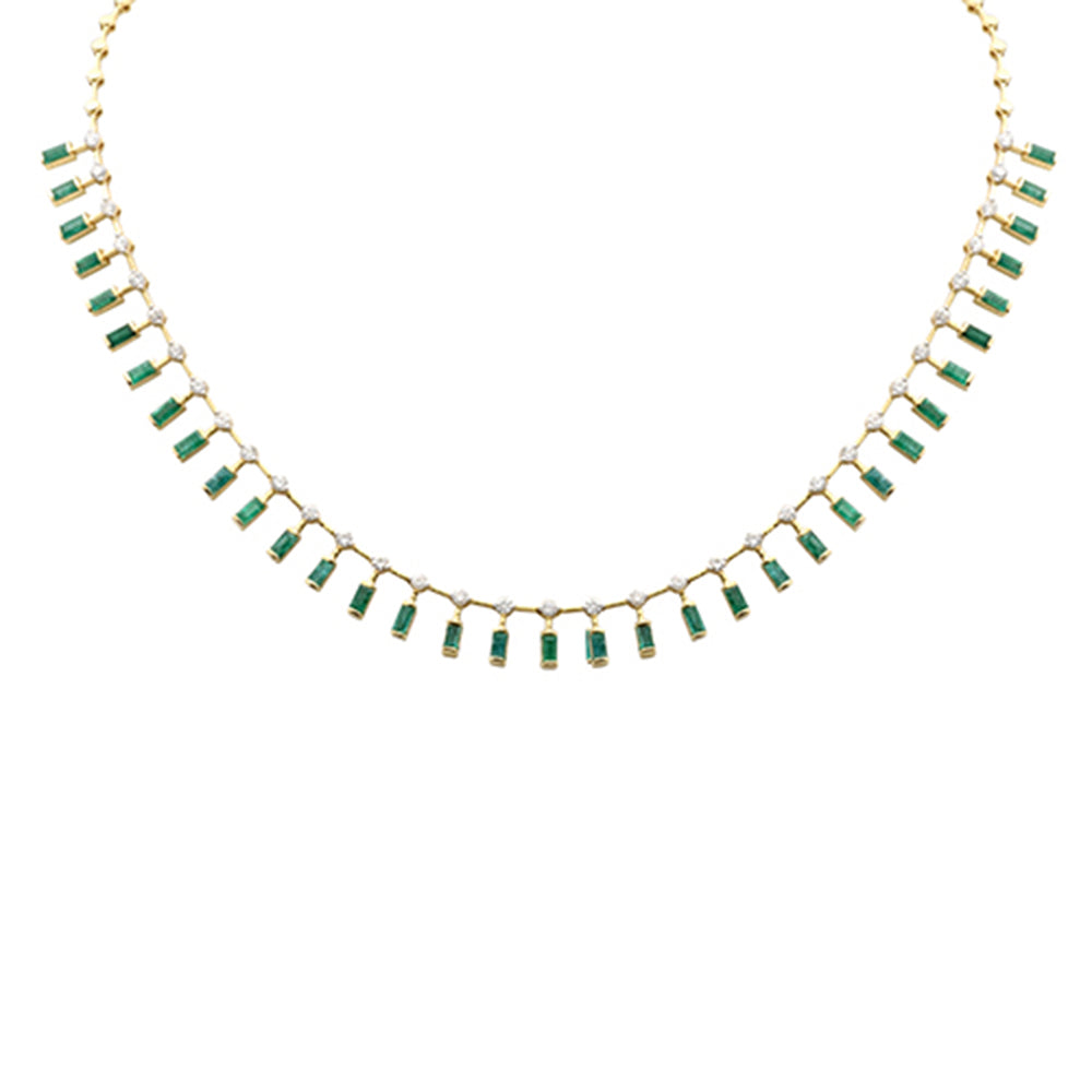 SPECIAL! 5.57ct G SI 14K Yellow Gold Diamond & Green Emerald Gemstone Necklace 16" Long