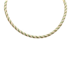 SPECIAL! 4.67ct G SI 14K Yellow Gold Diamond & Emerald Gemstone Choker Necklace 14 + 2" Ext