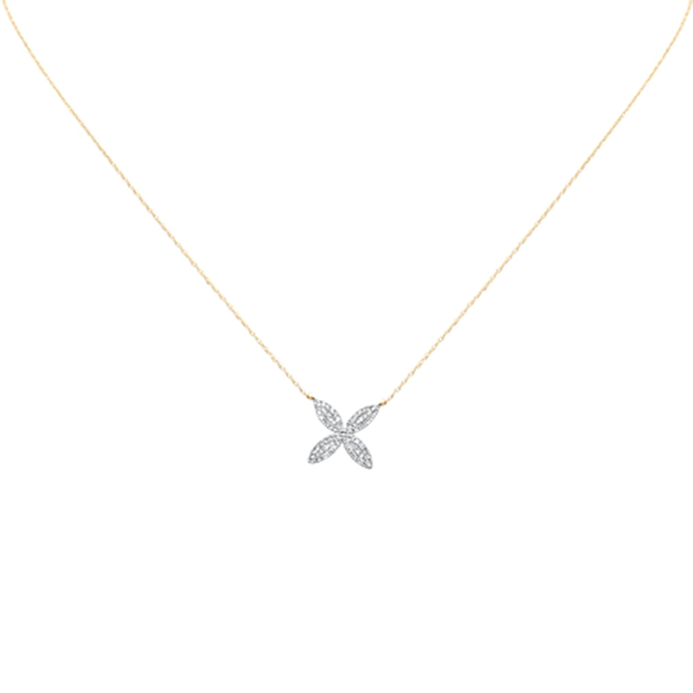 SPECIAL! .25ct G SI 14K Yellow Gold Diamond Flower Pendant Necklace 18" Long