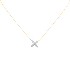 SPECIAL! .25ct G SI 14K Yellow Gold Diamond Flower Pendant Necklace 18" Long