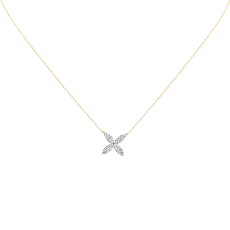 SPECIAL! .25ct G SI 14K Yellow Gold Diamond Flower Pendant Necklace 18" Long