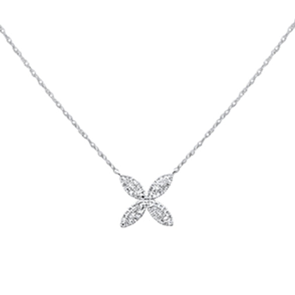 SPECIAL! .25ct G SI 14K White Gold Diamond Flower Pendant Necklace 18" Long