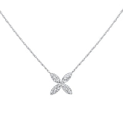 SPECIAL! .25ct G SI 14K White Gold Diamond Flower Pendant Necklace 18" Long