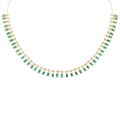 SPECIAL! 9.22ct G SI 14K Yellow Gold Diamond & Emerald Dangling Necklace 18" Long