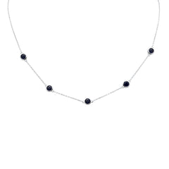 SPECIAL! 1.82ct G SI 14K White Gold Blue Sapphire  Necklace 16" + 2" EXT
