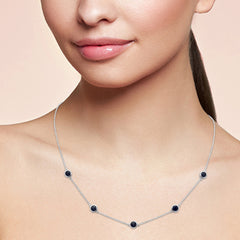 SPECIAL! 1.82ct G SI 14K White Gold Blue Sapphire  Necklace 16" + 2" EXT