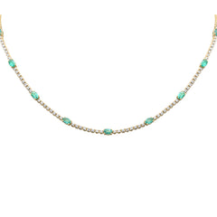 SPECIAL! 8.98ct G SI 14K Yellow Gold Diamond & Emerald Gemstone Tennis Necklace 18" Long