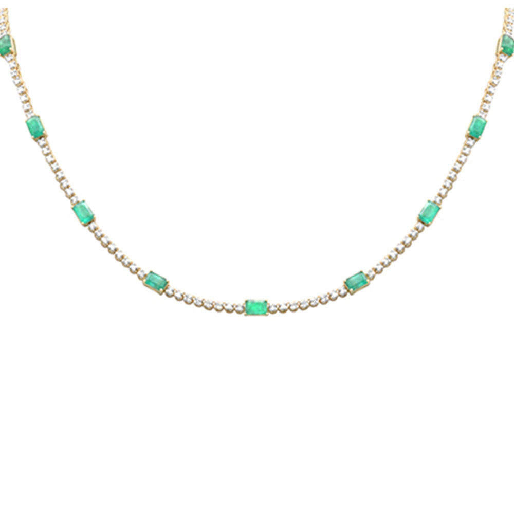 SPECIAL! 10.62ct F SI Round Diamond & Green Emerald Gemstone Necklace 18"