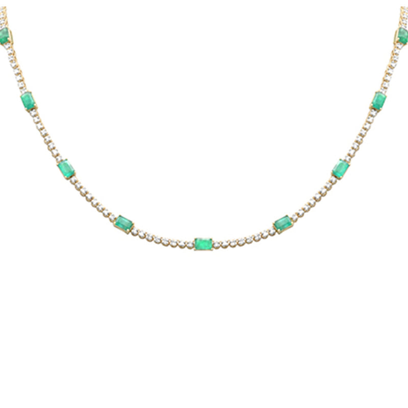 SPECIAL! 10.62ct F SI Round Diamond & Green Emerald Gemstone Necklace 18"