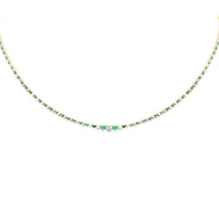 SPECIAL! 3.08ct G SI 14K Yellow Gold Diamond & Emerald Tennis Necklace 16" Long