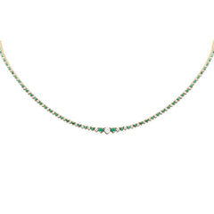 SPECIAL! 3.17ct G SI 14K Yellow Gold Diamond & Emerald Tennis Necklace 16" Long