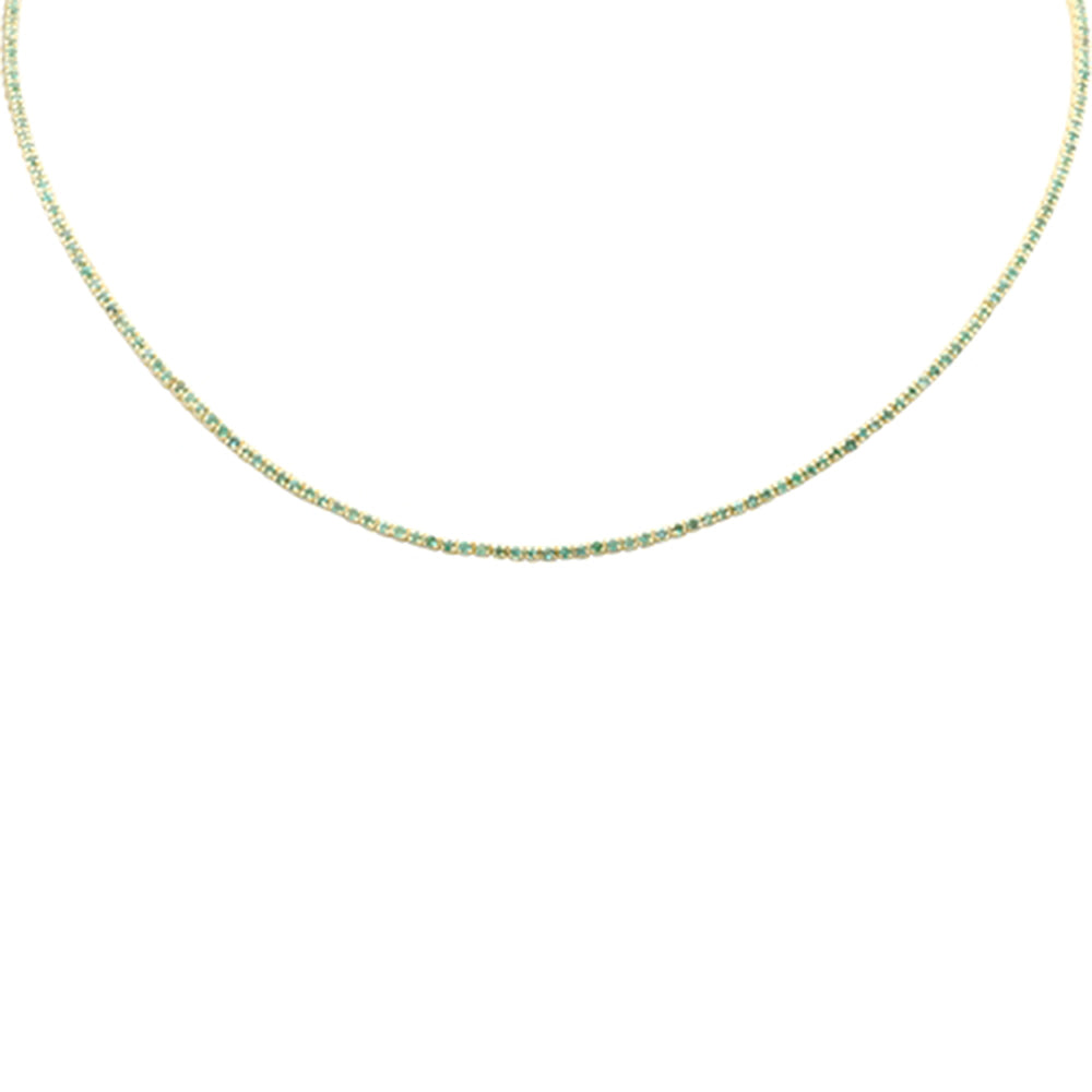 SPECIAL! 1.64ct G SI 14K Yellow Gold Emerald Gemstone Tennis Necklace 12" + 4" EXT